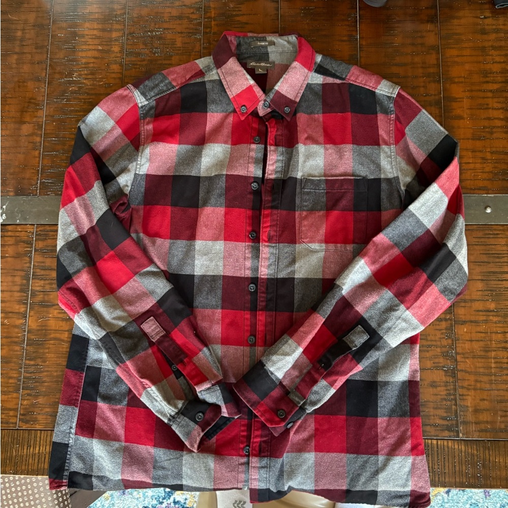 Eddie Bauer Red and Black Checkered Shirt